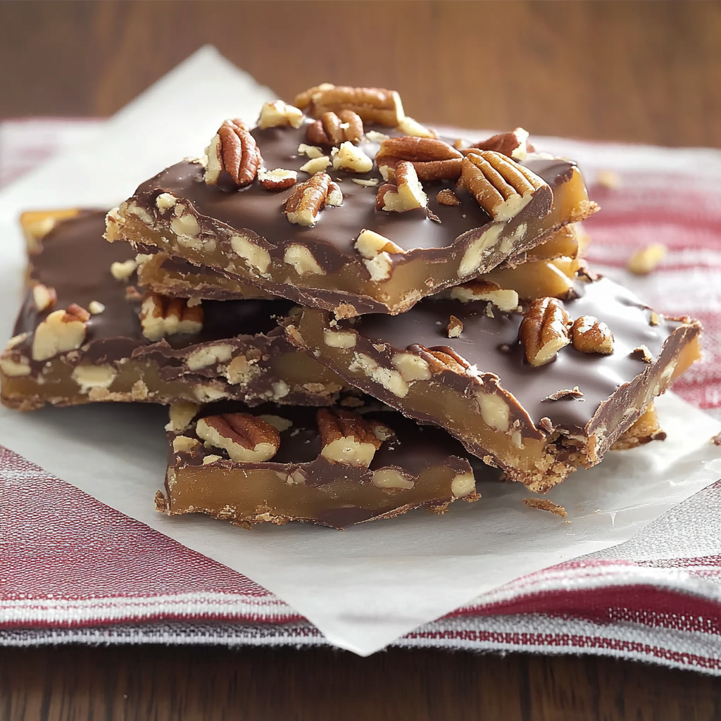 Homemade Toffee with Pecans and Chocolate