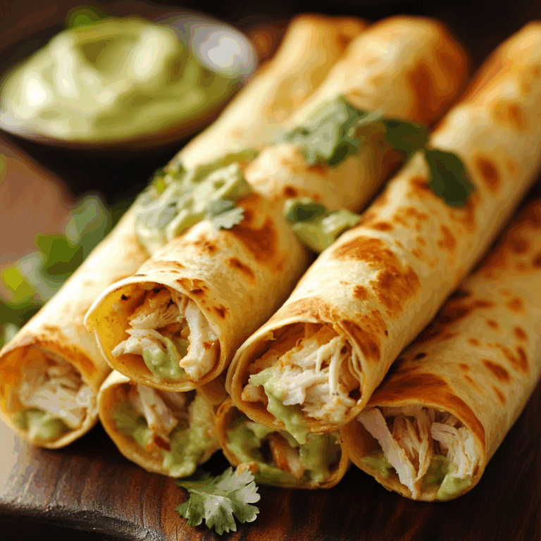 Chicken Flautas with Avocado Sauce