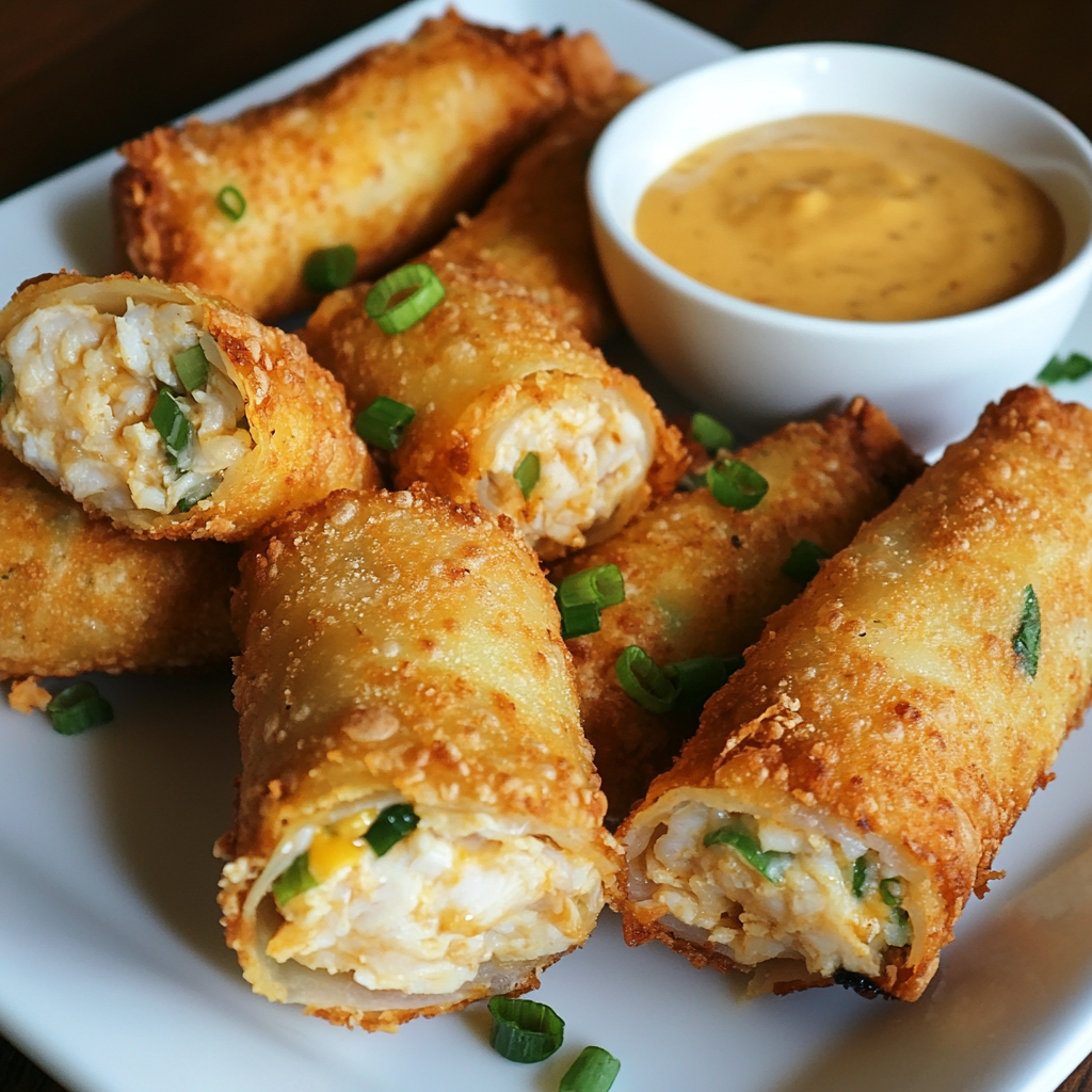 Crab Cake Egg Rolls with Chili Mustard Dip