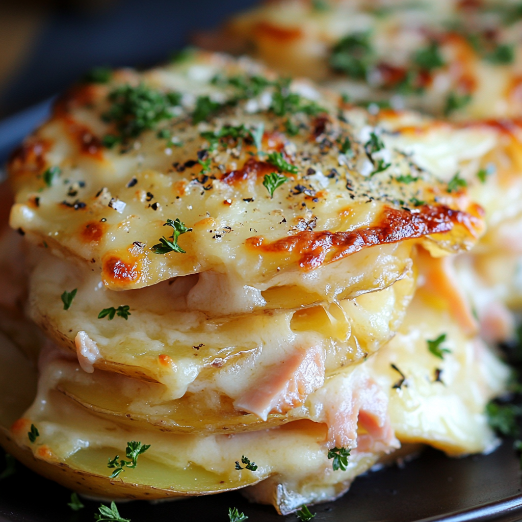 Scalloped Potato and Smoked Turkey Stacks