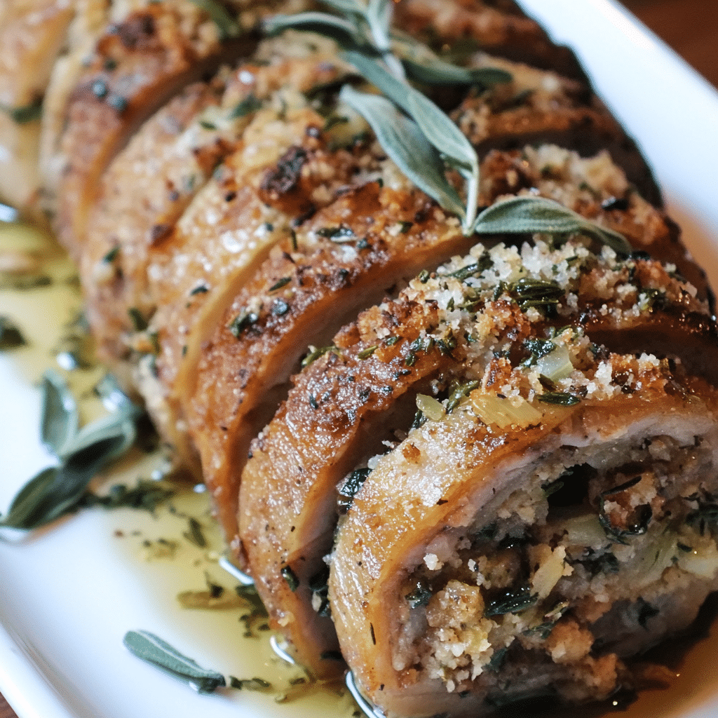 Seitan Roulade with Sage and Onion Stuffing
