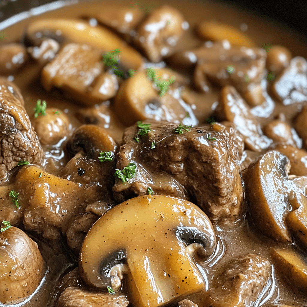 Slow Cooker Beef Tips with Mushroom Gravy