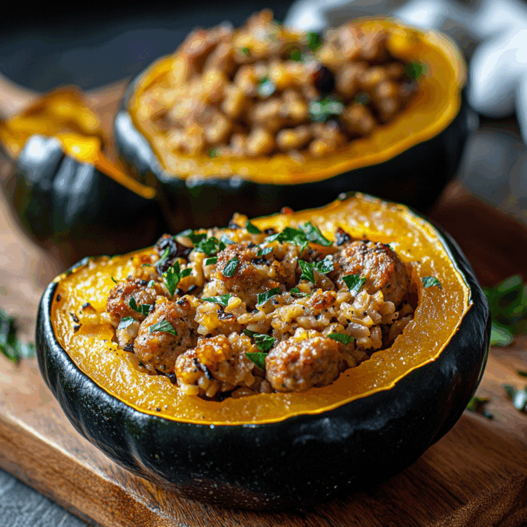 Stuffed Acorn Squash with Chicken Sausage and Farro