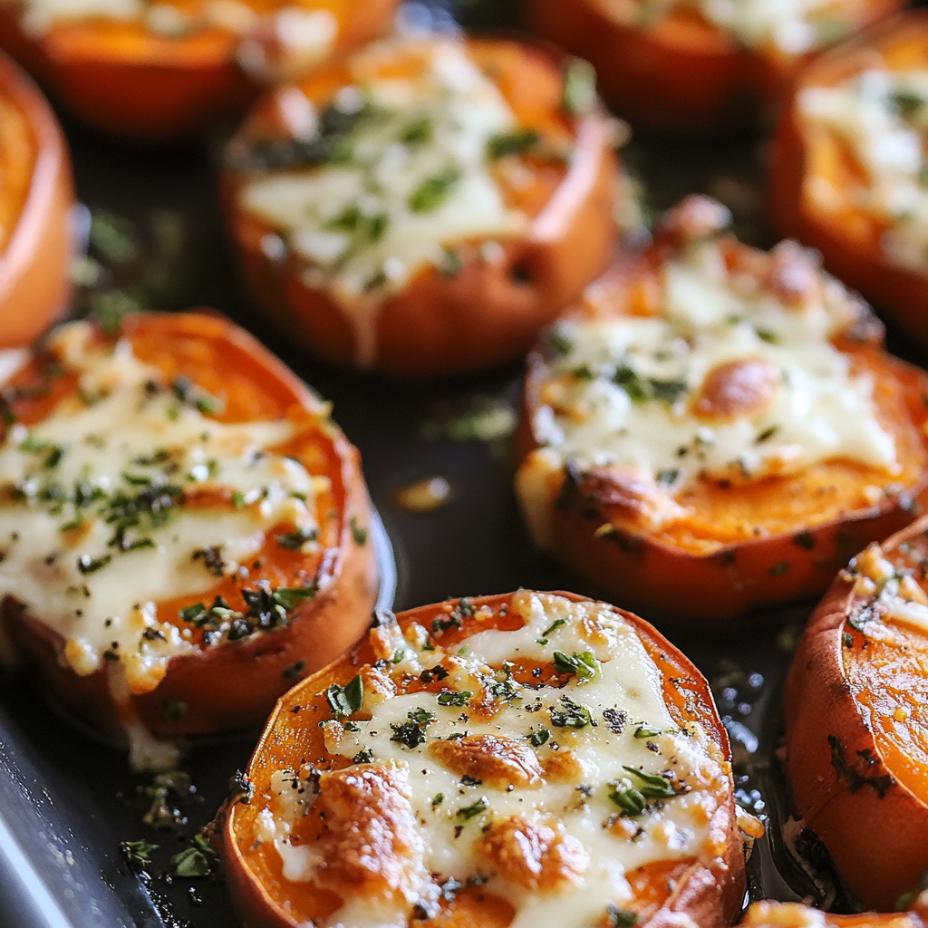 Sweet Potato Bites with Mozzarella and Herb Crust