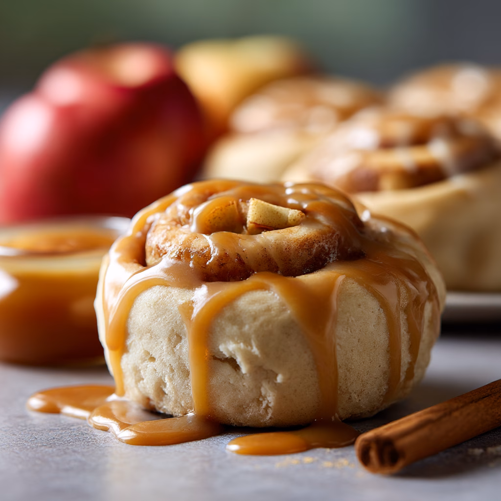 Apple Cinnamon Rolls with Caramel Icing