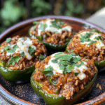 Beef and Rice Stuffed Poblano Peppers