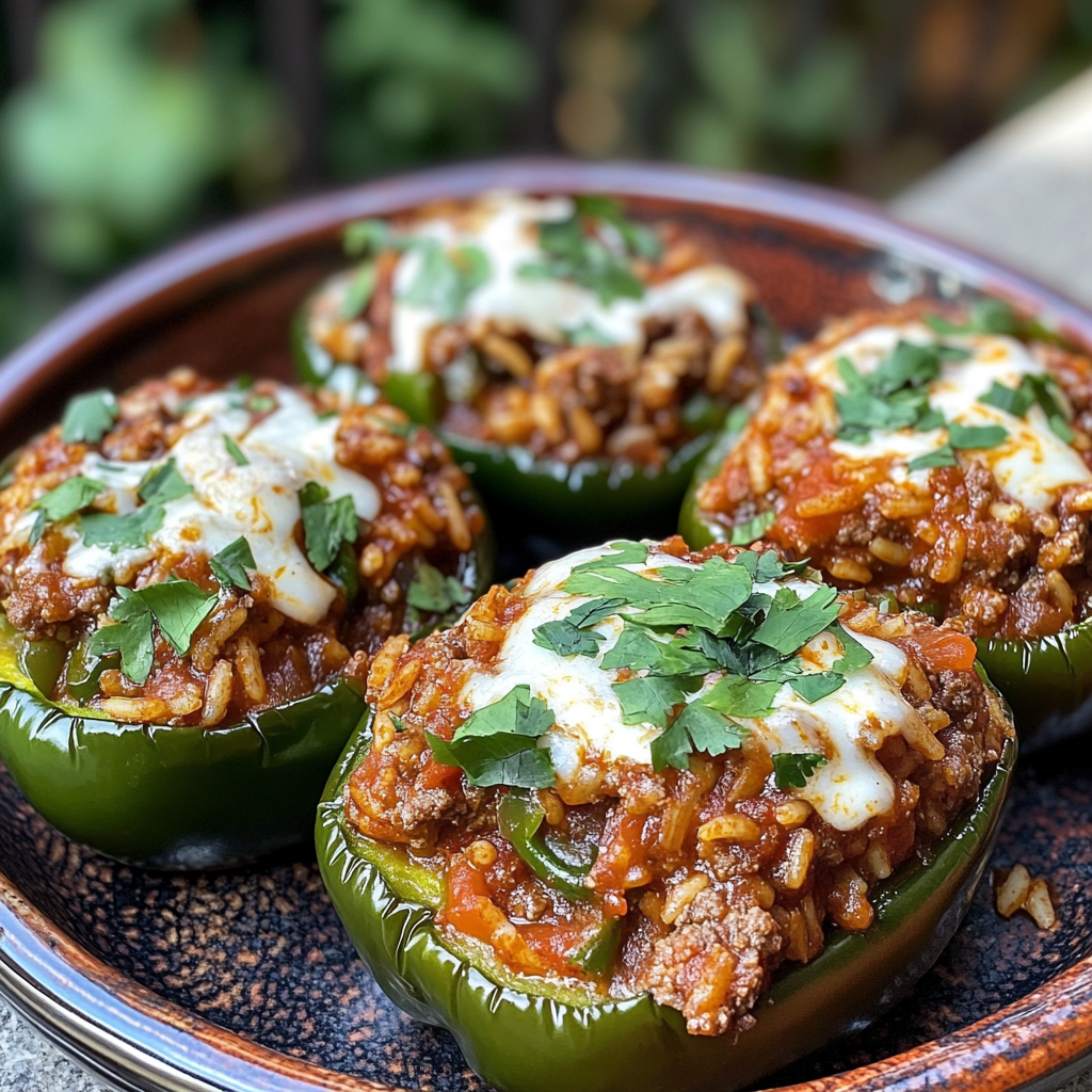 Beef and Rice Stuffed Poblano Peppers