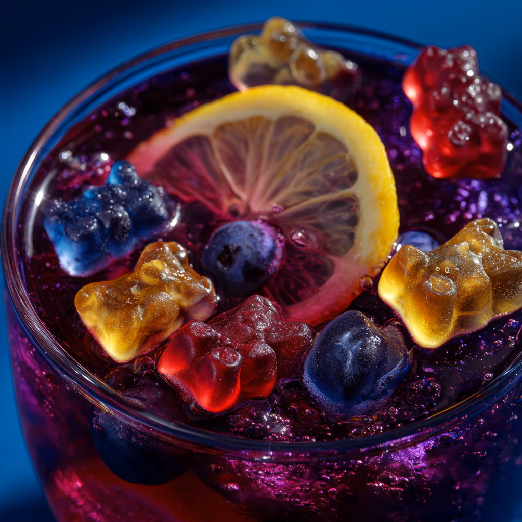 Blueberry Lemon Gummy Bear Mocktail