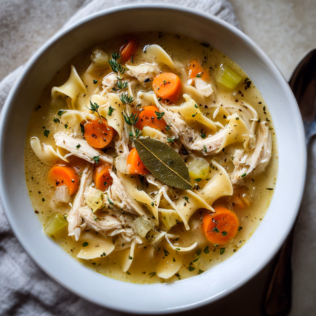 Classic Chicken Noodle Soup with Homemade Egg Noodles