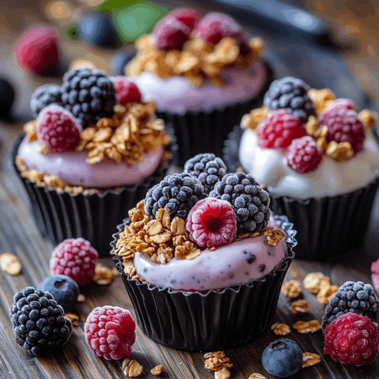 Frozen Yogurt Granola Cups with Fresh Berries