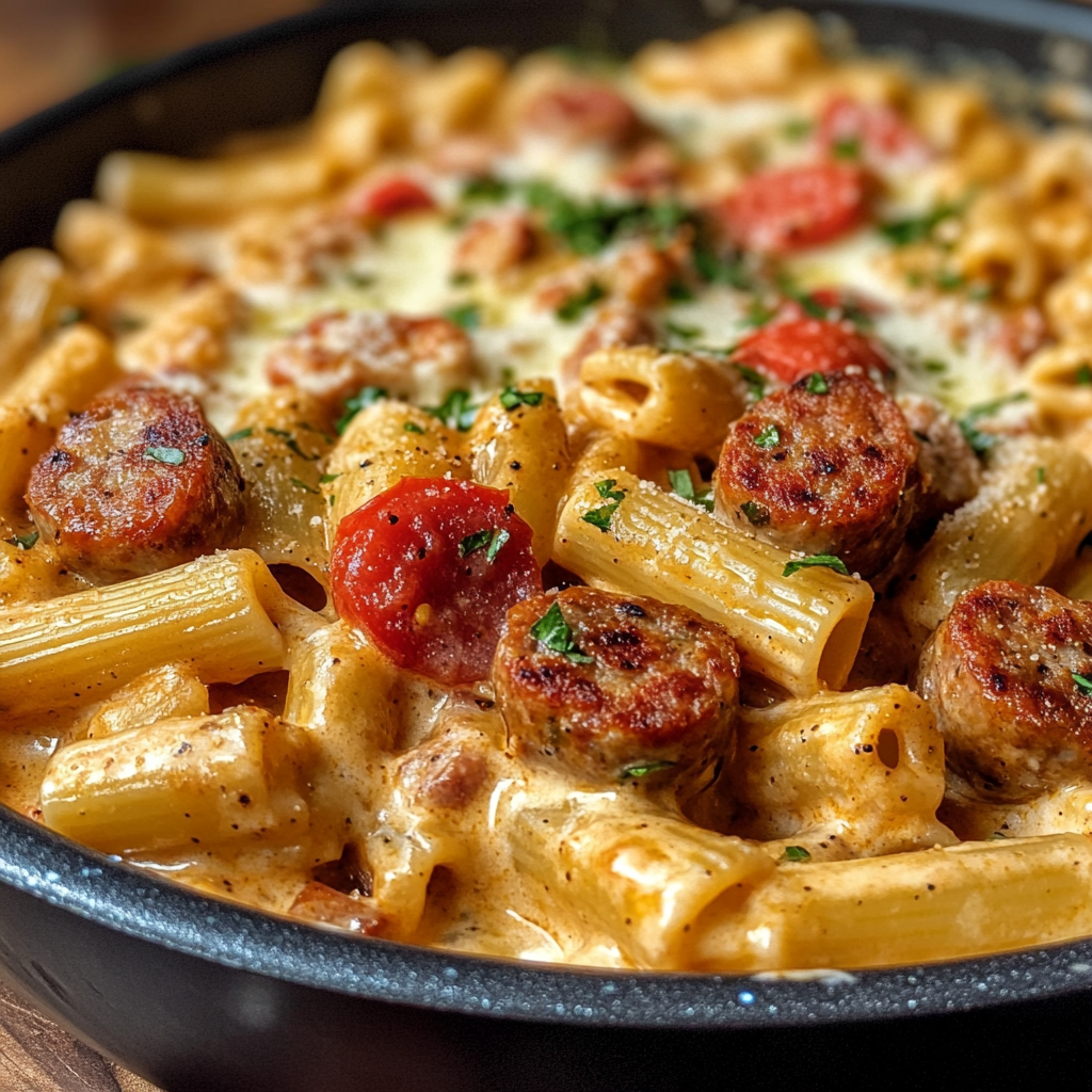 One Pot Creamy Cajun Sausage Pasta