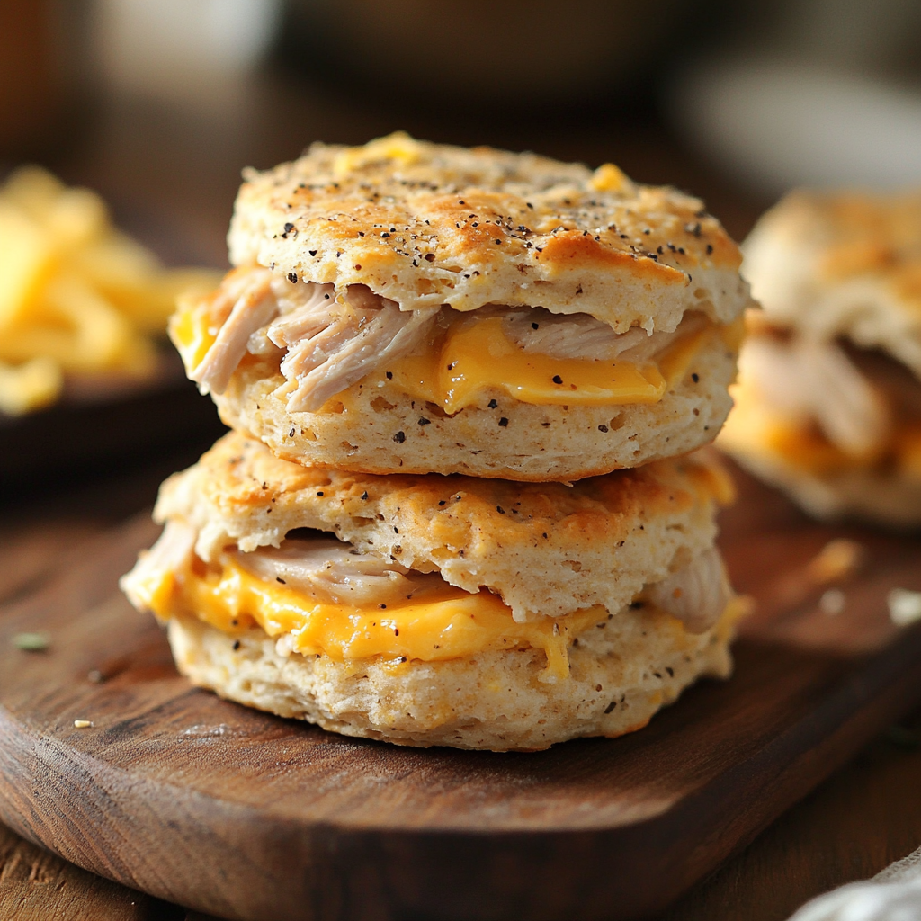 Protein Biscuits with Smoked Turkey and Cheddar Cheese