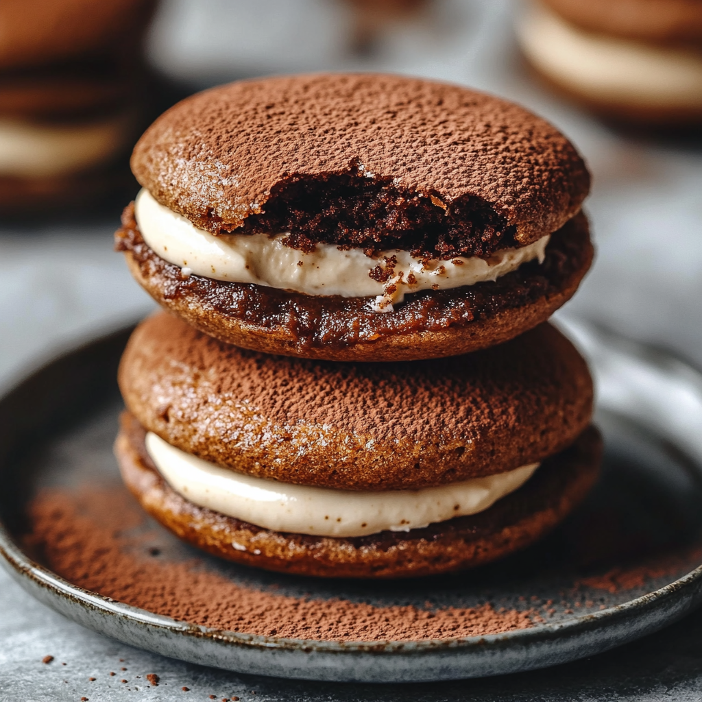 Tiramisu Whoopie Pies with Mascarpone Coffee Filling