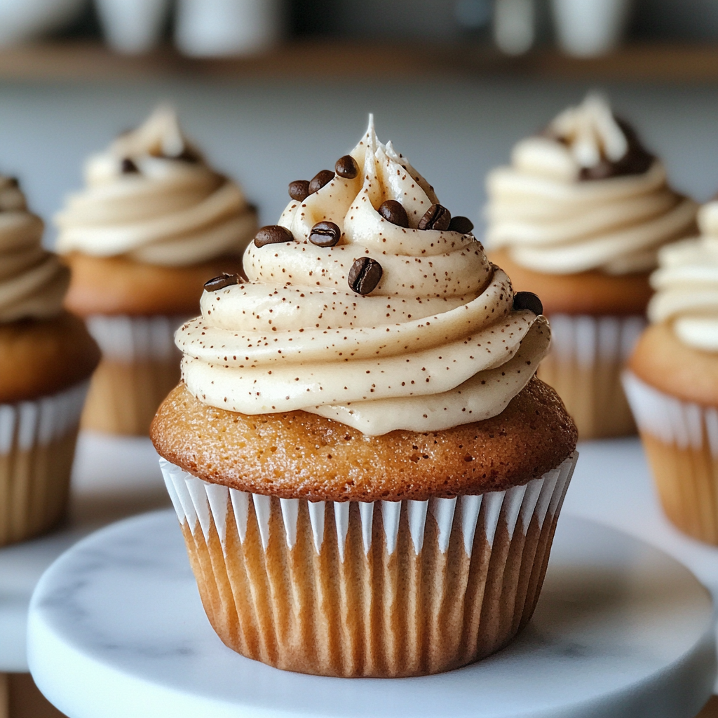 Vanilla Coffee Cupcakes with Creamy Frosting